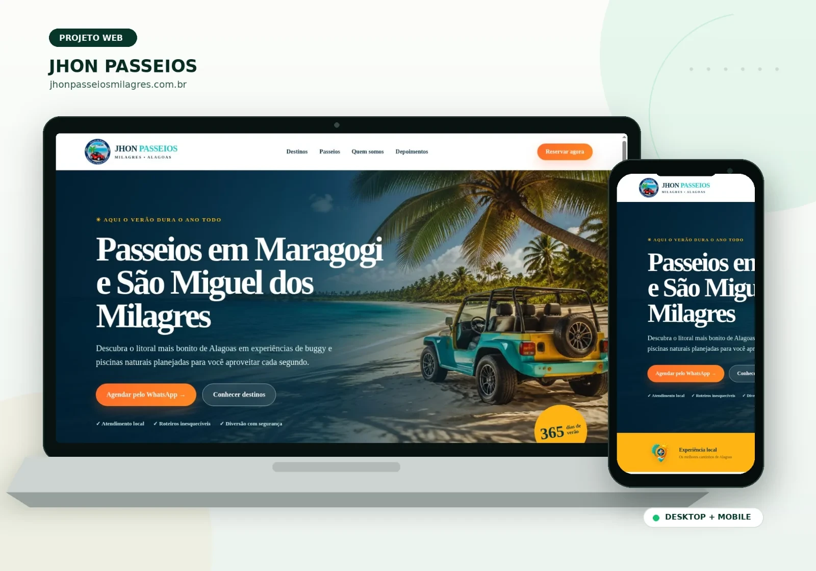 Mockup do site Jhon Passeios